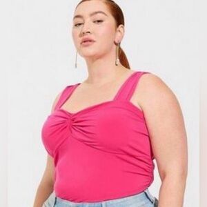 Torrid Size 4(4X)(26) Sweetheart Twist Pink Crop Tank Top W/Side Ruching